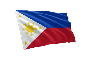 3D illustration flag of Philippines. Philippines flag isolated on white background.