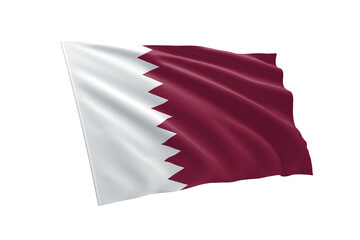 3D illustration flag of Qatar. Qatar flag isolated on white background.