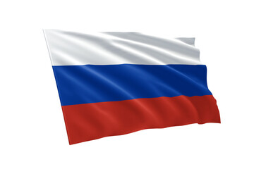 3D illustration flag of Russia. Russia flag isolated on white background.
