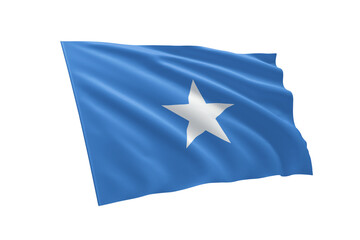 3D illustration flag of Somalia. Somalia flag isolated on white background.