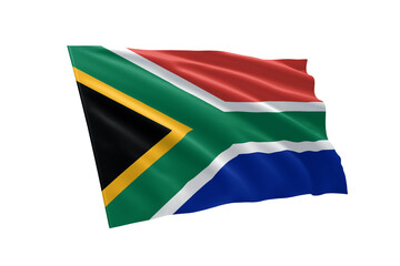 3D illustration flag of South Africa. South Africa flag isolated on white background.