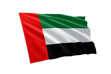 3D illustration flag of United Arab Emirates. United Arab Emirates flag isolated on white background.