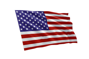 3D illustration flag of United States. American flag isolated on white background.