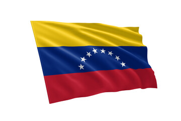 3D illustration flag of Venezuela. Venezuela flag isolated on white background.