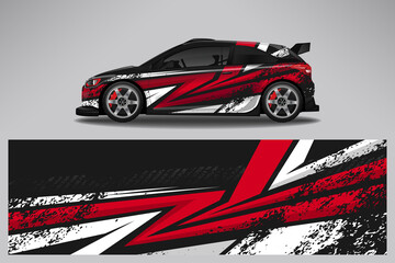 Obraz premium Wrap car vector design decal. Graphic abstract line racing background design for vehicle, race car, rally, adventure livery camouflage.