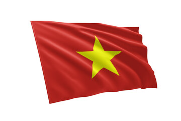 3D illustration flag of Vietnam. Vietnam flag isolated on white background.