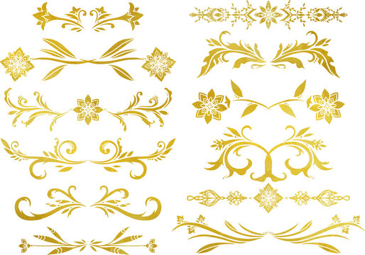 手描きのゴールドのツタ模様セット ベクター素材 Stock Vector Adobe Stock