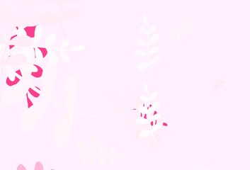 Light Pink vector natural backdrop with leaves.