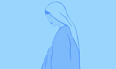 Maryja błękitna kolorystyka - obrazy, fototapety, plakaty