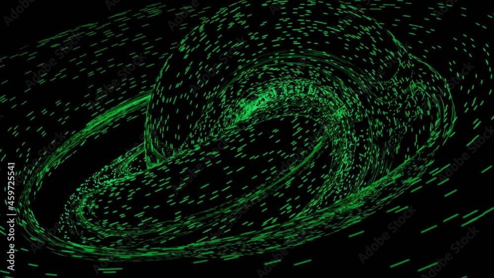 Poster outer space spinning and twisting object of colorful tiny particles. design. bending and moving spac