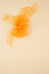 Closeup of orange organza ribbon