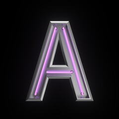 Neon light 3d alphabet