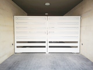 closed car gate in an apartment building