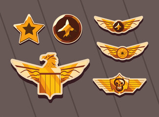 Military forces badges icon group