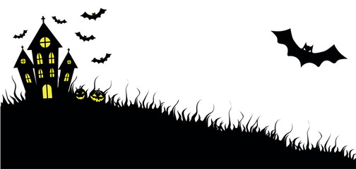 template castle halloween pumpkin fear layout banner cut silhouette