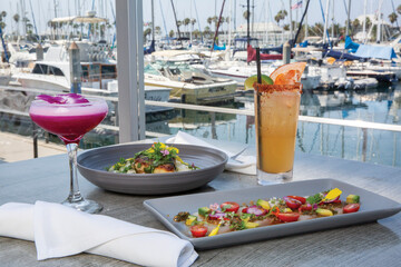 Lunch At The Marina With Cocktails - obrazy, fototapety, plakaty