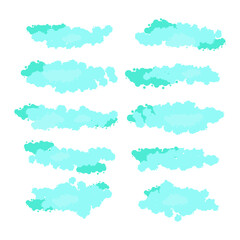 Set of cartoon clouds on a blue background. EPS10