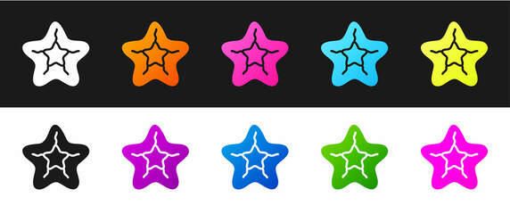 Fototapeta na wymiar Set Starfish icon isolated on black and white background. Vector
