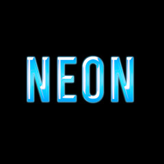 3d render of a glowing symbol. 3D neon blue text on black background 