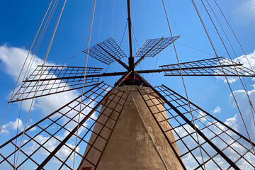 Windmill in Saline della Laguna Museum in Marsala, Sicily