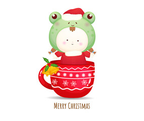 Cute baby santa for merry christmas illustration set with different poses Premium Vector