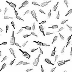 Black Hairbrush icon isolated seamless pattern on white background. Comb hair sign. Barber symbol. Vector