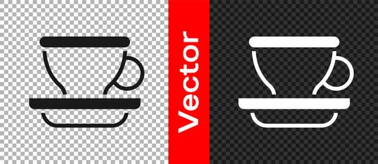 Black Coffee cup icon isolated on transparent background. Tea cup. Hot drink coffee. Vector