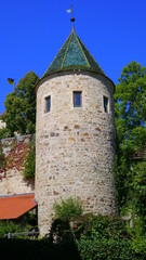 grüner Turm des ehemaligen Klosters Bebenhausen bei Tübingen