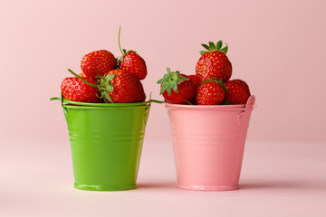 Strawberry - delicious fruit in bowl, food background, minimal concept