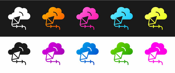 Set Kite icon isolated on black and white background. Vector