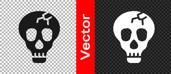 Black Skull icon isolated on transparent background. Happy Halloween party. Vector