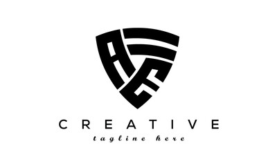 Shield letters AE creative logo