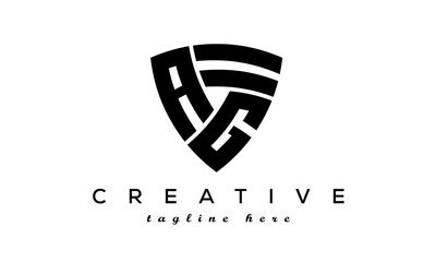 Shield letters AG creative logo