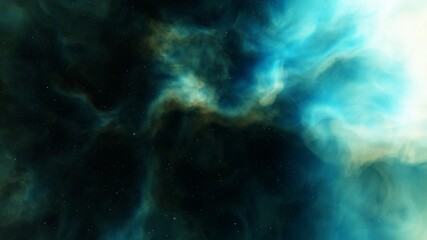 Science fiction wallpaper, colorful gas cloud, nebula in space 3d illustration