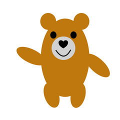 The bear cub is cute, brown in full growth. 