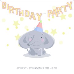 birthday party card for girl with cute elephant