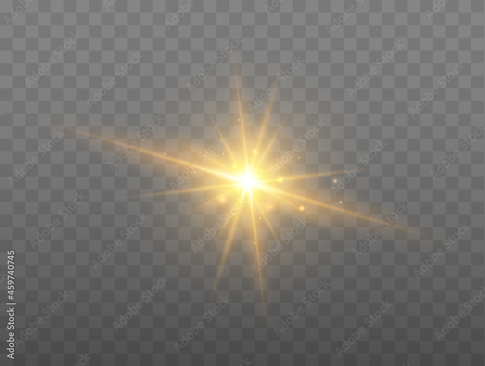 Aufkleber lens flare vector illustration. glowing spark light effect isolated on transparent background.