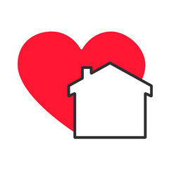Stay home logo icon vector design illustration. House with love icon design concept. 