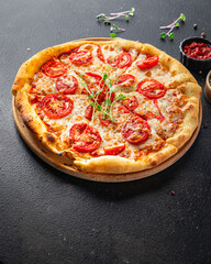 pizza margarita vegetarian food tomato, cheese, mozzarella fast food ready to eat meal snack on the table copy space food background 