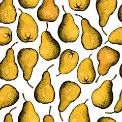 Hand drawn pears. Vector  pattern.