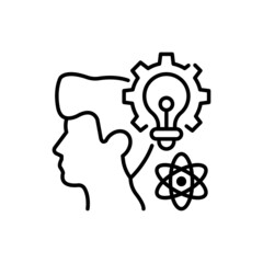 Thinking vector outline icon style illustration. EPS 10 file