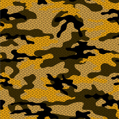 
Abstract camouflage yellow texture, trendy illustration vector trendy background.