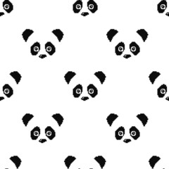 Fototapeta premium Panda face vector seamless pattern on a white background, print for clothes, paper, fabric