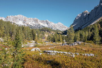 Double lake in the Seven lakes valley in Triglav national park.