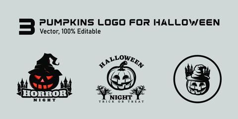 collection gost and pumpkin logo or gost and pumpkin icon for for halloween, Halloween icon set,symbol and vector,Can be used for web, print and mobile