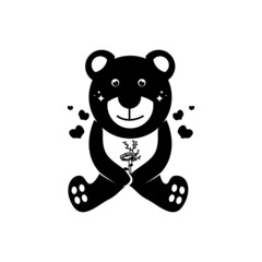 Bear in love design vector isolated