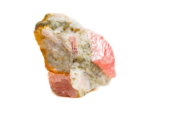Macro of the mineral stone Rhodochrosite on a white background