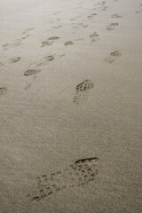Footprints in the beach sand