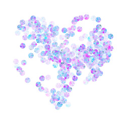 Violet beads confetti scatter vector illustration. Luxury flickering tinsel elements holiday glitter flatlay. New Year confetti placer glowing background.