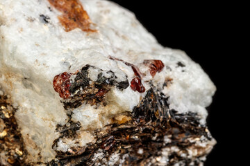 Macro Zircon mineral stone on a black background